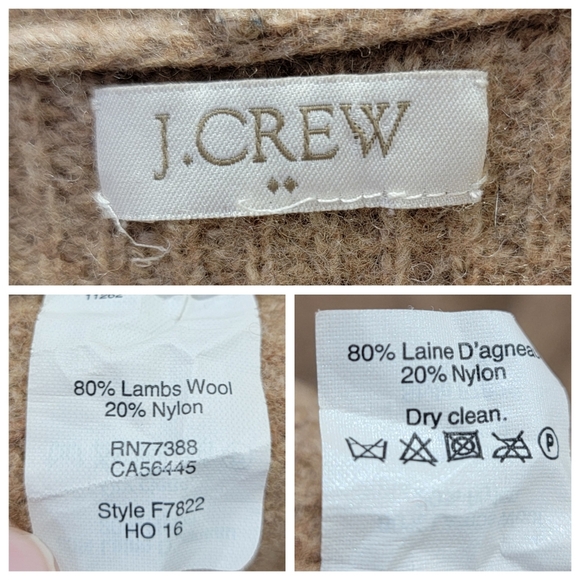 J.Crew Ribbed Knit Open Front Cardigan Sweater Tan Lambswool Neutral Women's S/M - Picture 13 of 15
